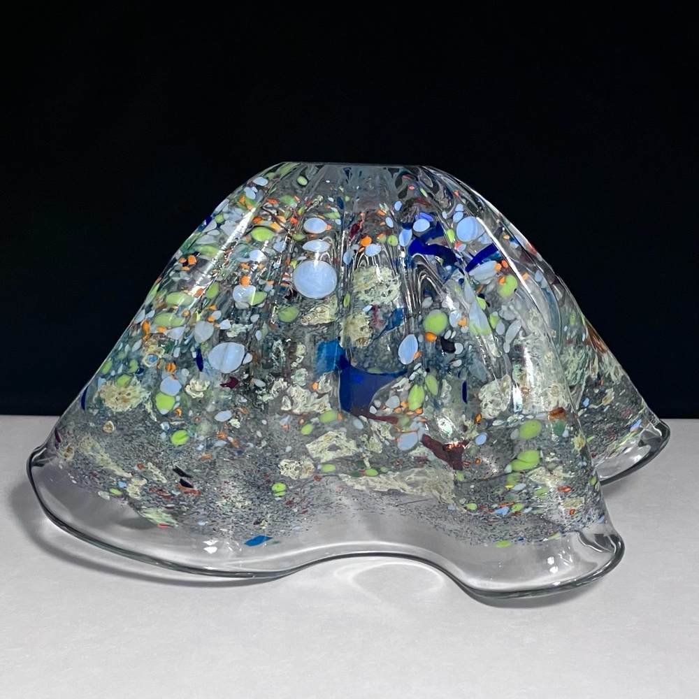 CONFETTI HANDKERCHIEF VASE / Romanian Glass Artist ION TAMAIAN / Big 10.5 Inches - Picture 7 of 12